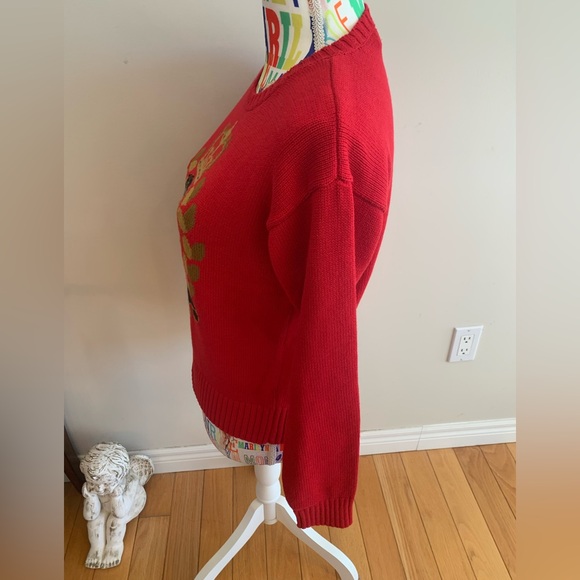 NWOT Ralph Lauren Red and Gold Crest 100% Cotton Sweater - Picture 7 of 12